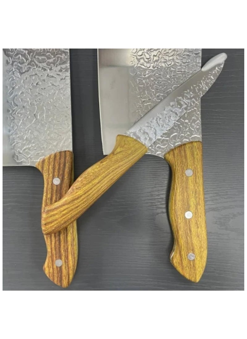 LIMITLESS Limitless 4 Piece Kitchen Butcher Knife Set, Chef Knife with Wooden Handle, Boning Knife, Hand-Forged Stainless Steel Bone Carving Knife, Slicing Knife for Kitchen, Camping, BBQ  - Image 2