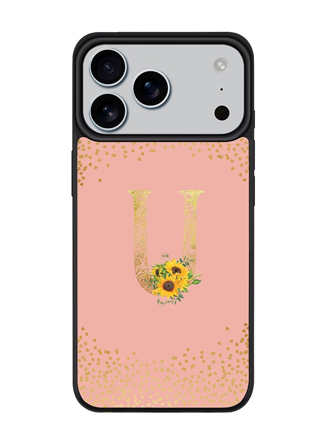 Stylizedd iPhone 17 Pro Max Case, [Compatible with MagSafe] Slim Magnetic cover Phone Case iPhone 17 Pro Max -Custom Floral Monogram - U  (Rose Pink ) - Image 1