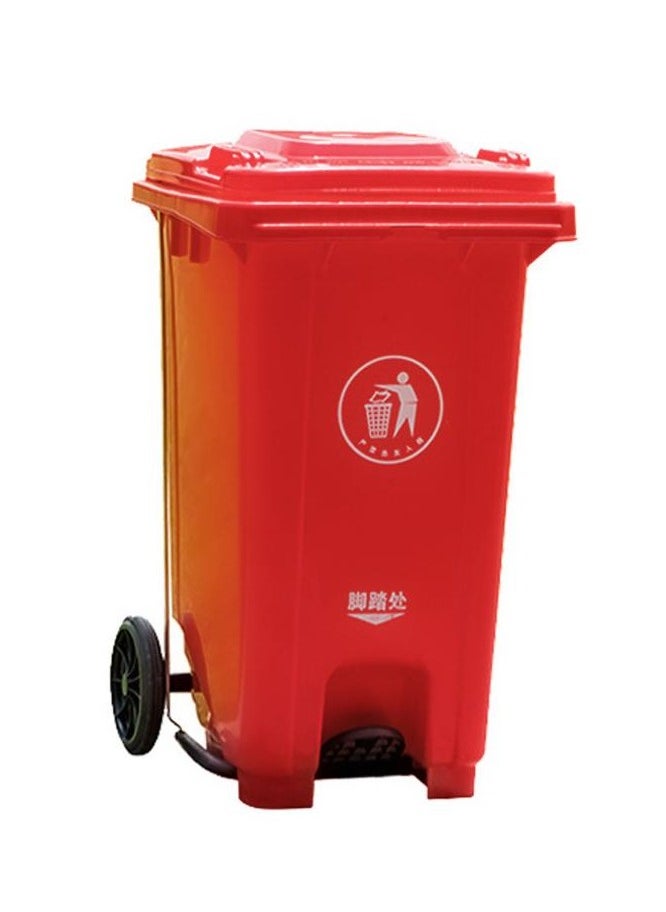 Generic Outdoor Trash & Garbage Bin | Functional Waste Bin | Durable Plastic Finish | Rubber-Wheeled & Mobile | Suitable For Outdoor Areas, Villas, Malls, Restaurants, & More | 240 Liters | Red 