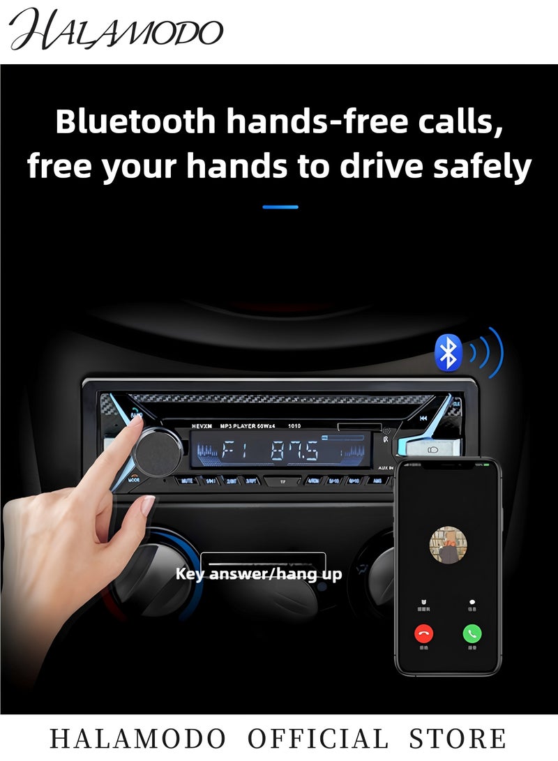 HALAMODO Bluetooth Car Stereo Receiver with USB Port & Digital LCD Display Bluetooth Hands Free Calling FM Car Radio Multi Functional Car Bluetooth MP3 Player with Remote Control USB Quick Charge - Image 2