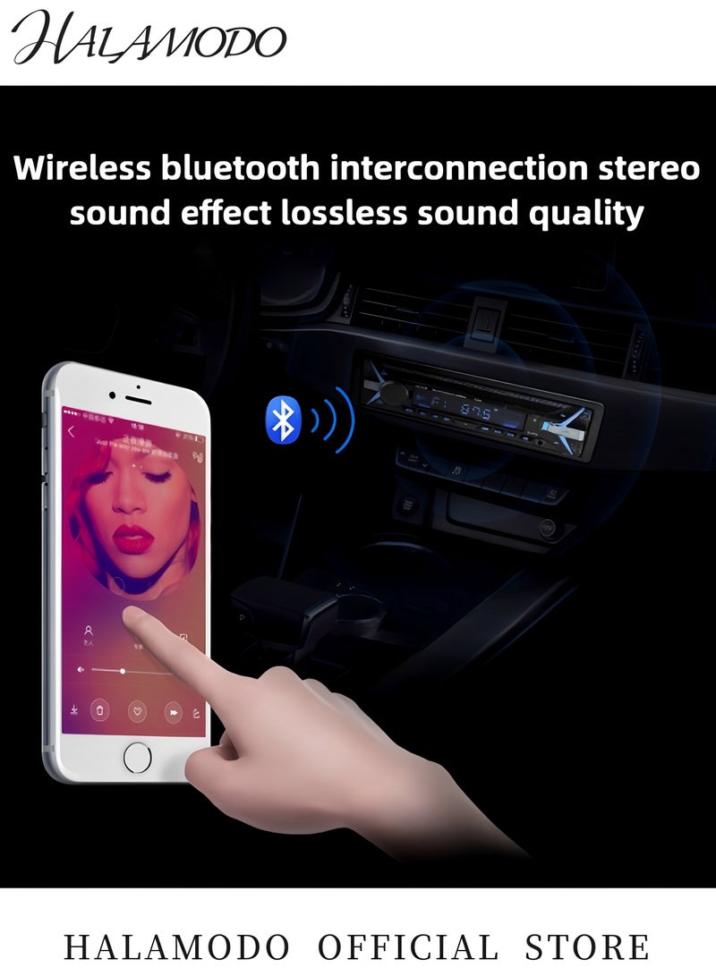 HALAMODO Bluetooth Car Stereo Receiver with USB Port & Digital LCD Display Bluetooth Hands Free Calling FM Car Radio Multi Functional Car Bluetooth MP3 Player with Remote Control USB Quick Charge - Image 3