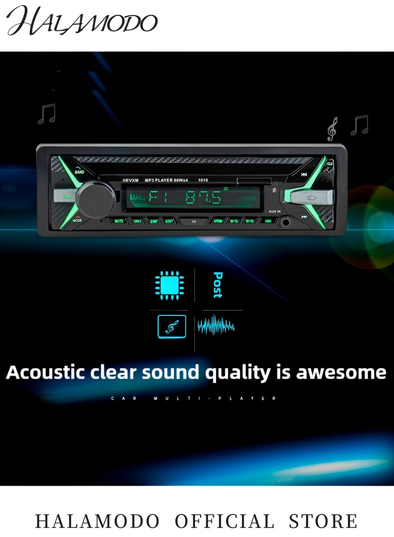 HALAMODO Bluetooth Car Stereo Receiver with USB Port & Digital LCD Display Bluetooth Hands Free Calling FM Car Radio Multi Functional Car Bluetooth MP3 Player with Remote Control USB Quick Charge - Image 4