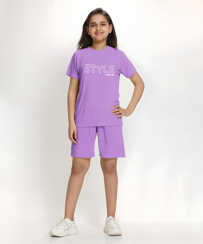 KYDA KIDS® Girls 100% Cotton Bio Washed Printed T-Shirt and Shorts Co-ords Clothing Set | Premium Soft & Breathable Summer Casual Comfort Outfit for Girls - Image 3
