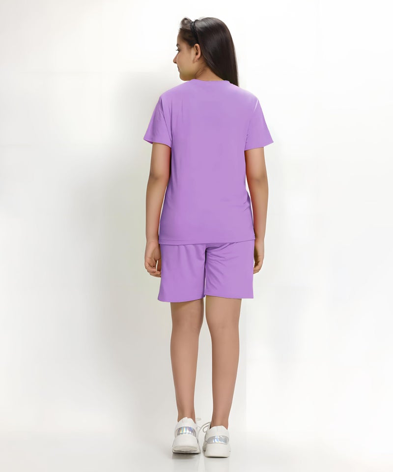KYDA KIDS® Girls 100% Cotton Bio Washed Printed T-Shirt and Shorts Co-ords Clothing Set | Premium Soft & Breathable Summer Casual Comfort Outfit for Girls - Image 2