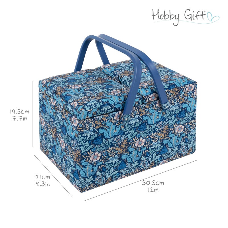 Hobby Gift Large Twin Lid Sewing Box Craft Storage Box with Handle Internal Tray Pin Cushion and Pockets for Sewing Knitting and Hobby Supplies - Image 3