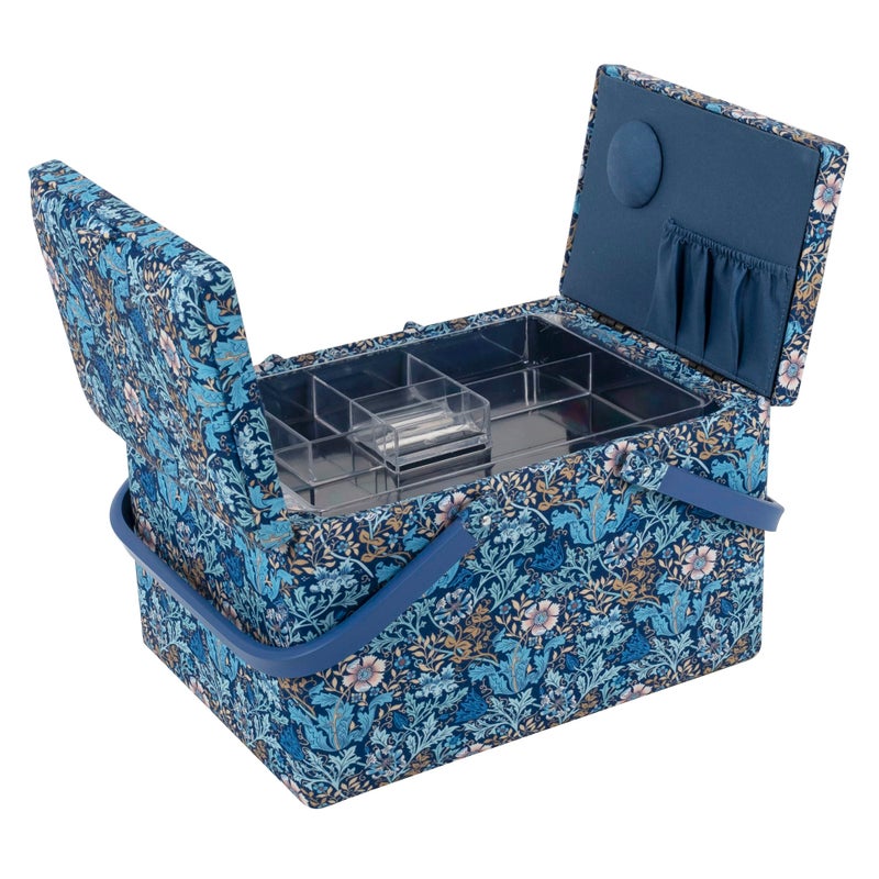 Hobby Gift Large Twin Lid Sewing Box Craft Storage Box with Handle Internal Tray Pin Cushion and Pockets for Sewing Knitting and Hobby Supplies - Image 5