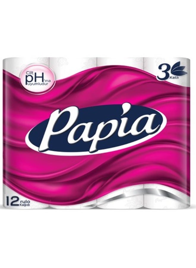 Papia ورق تواليت بابيا 3 طبقات - عبوة من 12 لفة - Image 1