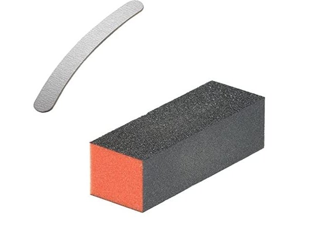 D.B.Z.® 1 Pc Nail Art Shiner Buffer Block Orange Buffing Sanding File And 1 Pc Banana Shape Nail Filer For Women & Girls (Pack Of 2)