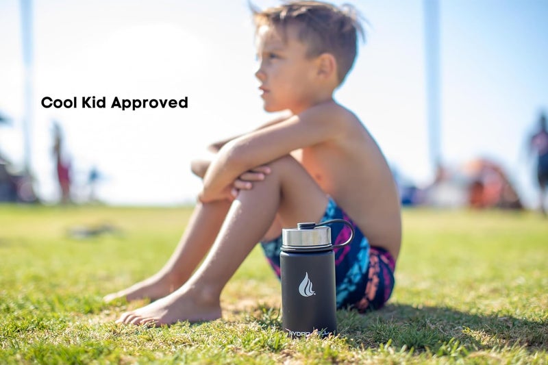 HYDRO CELL Stainless Steel Insulated Water Bottle with Straw - For Cold & Hot Drinks - Metal Vacuum Flask with Screw Cap and Modern Leakproof Sport Thermos for Adults (Black 14oz) - Image 4