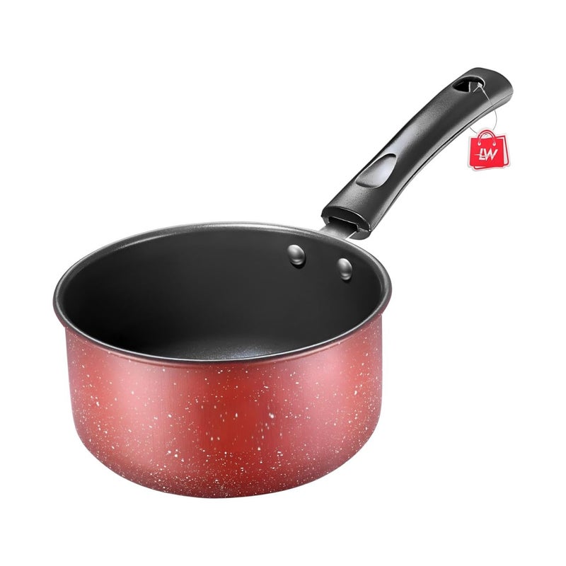 LAZYwindow Nonstick Sauce Pan, Dia - 16 cm, 1.5L (Base Colour Maroon) - Image 1