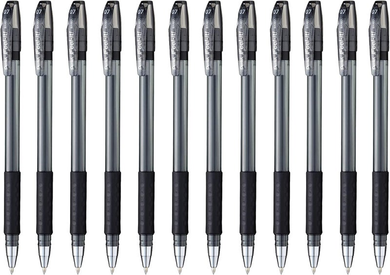 بنتل قلم حبر جاف Pentel Feel It 0.7 مم أسود - عبوة من 12 قلمًا - Image 1