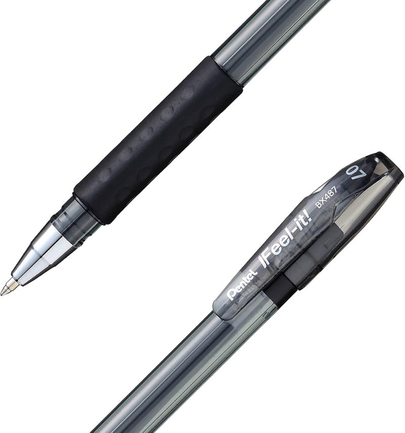 بنتل قلم حبر جاف Pentel Feel It 0.7 مم أسود - عبوة من 12 قلمًا - Image 3