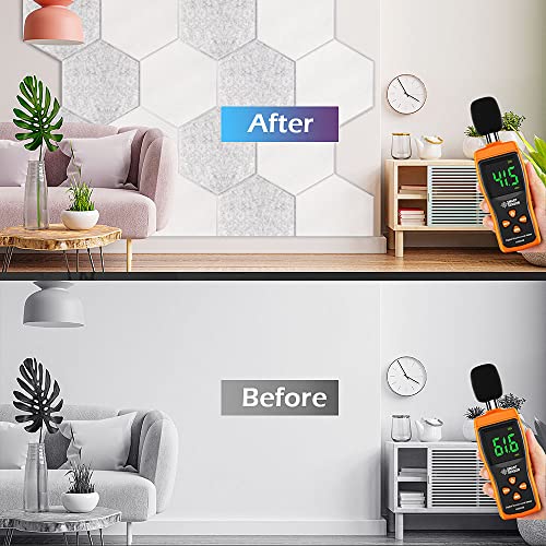 DEKIRU 12 Pack Self adhesive Hexagon Acoustic Panels Sound Proof Foam Panels, 14 X 13 X 0.4 Inches Soundproof Wall Panels For Office Ceiling &Door (White) - Image 5
