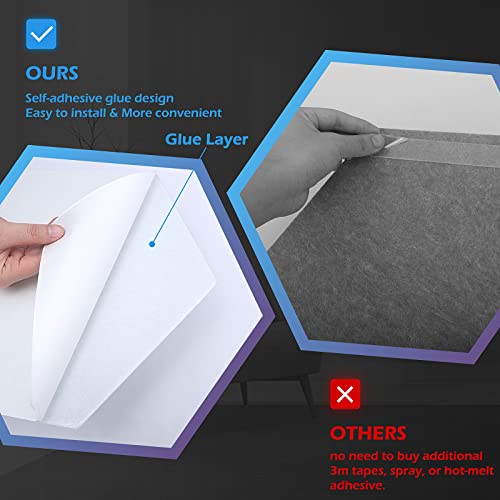 DEKIRU 12 Pack Self adhesive Hexagon Acoustic Panels Sound Proof Foam Panels, 14 X 13 X 0.4 Inches Soundproof Wall Panels For Office Ceiling &Door (White) - Image 2