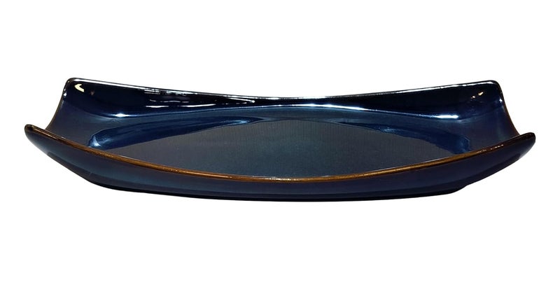 Lemon Tree Rectangle Ceramic Stoneware Serving Platter for Serving Snacks or Fancy Buffet Blue - Image 3
