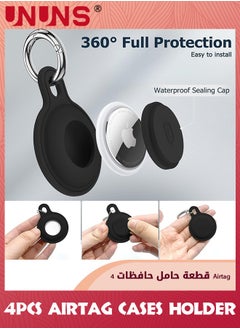 UNUNS 4 Pack Airtag Holder Key Ring Cases,IPX8 Waterproof Silicone Airtag Keychain For Apple Airtag,Anti-Scratch Airtag Case,Item Finders Tracker Accessorie For Pet Wallet Keys-Red+White+Black+Blue  - Image 3