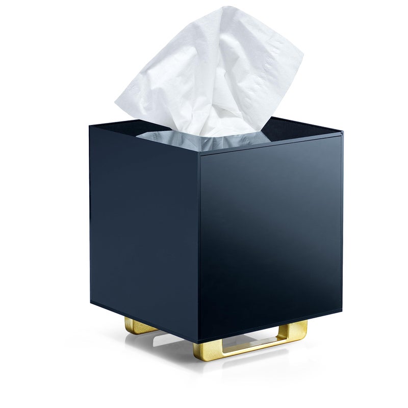 YoBa YoBa Thick Black Acrylic Tissue Box Holder Square Tissue Box Dispenser with Gold Plated Aluminum Legs for Bathroom Kitchen Bedroom Office Hotel and Restaurant