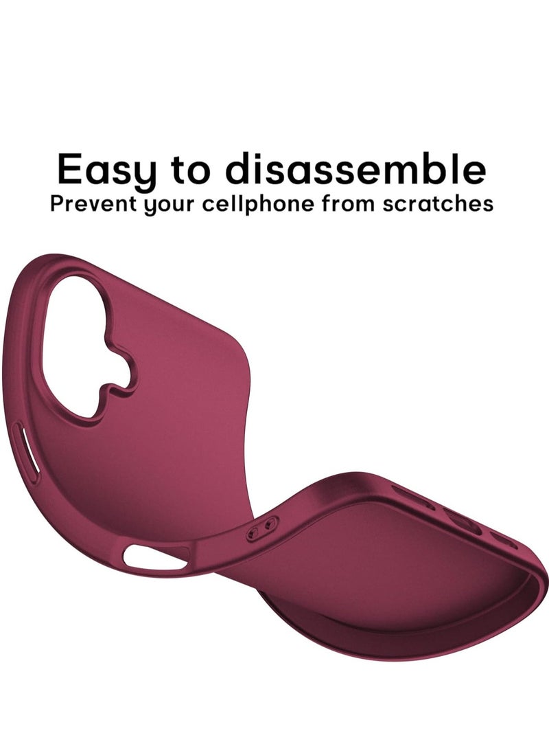 Raxoom Ultra-Thin Matte Wine Red iPhone 16 Case â€“ Enhanced Lens & Screen Protectors, Shockproof & Anti-Scratch - Image 5
