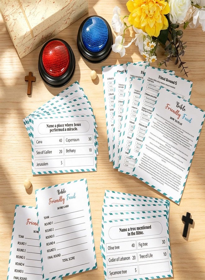 Oitnlaughter Christian Bible Friendly Feud Game with 2 Buzzers Religious Trivia Quiz Card Board Game Night Church Group Fun Bible Trivia Games for Adults Family Holiday Party Office Class Team Building Activity - Image 4