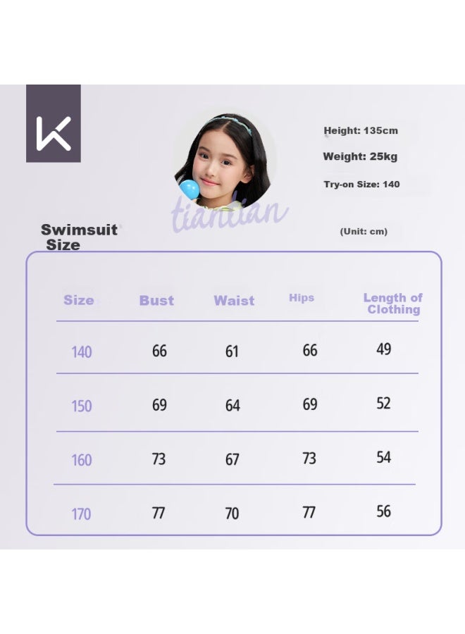 Keep Kids' Split Long Sleeve Long Pants Sunscreen Swimsuit Girls' Middle And Large Children's Swimsuit Dream Purple - Image 5