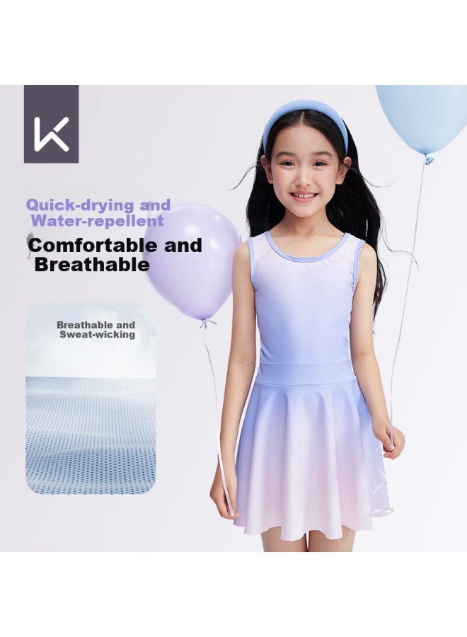 Keep Kids' Split Long Sleeve Long Pants Sunscreen Swimsuit Girls' Middle And Large Children's Swimsuit Dream Purple - Image 4