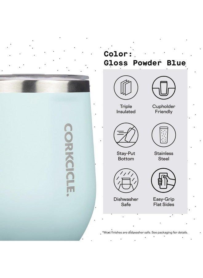CORKCICLE كوب نبيذ معزول بدون ساق من كورتككل، لون أزرق باودر لامع، 12 أونصة - كوب نبيذ من الفولاذ المقاوم للصدأ يحافظ على المشروبات باردة لمدة 6 ساعات، وساخنة لمدة 3 ساعات - غير قابل للانزلاق، سهل الإمساك - Image 4