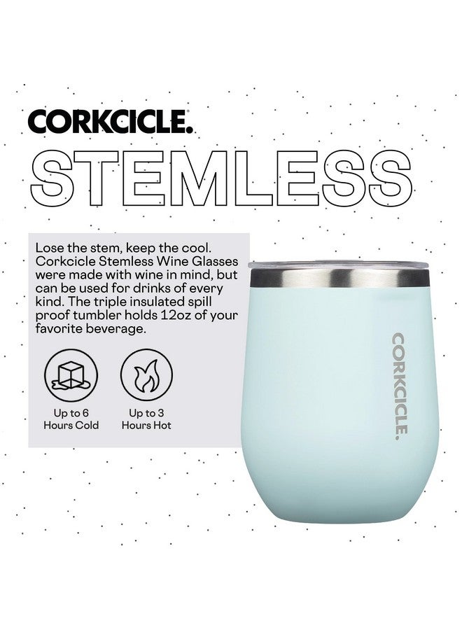 CORKCICLE كوب نبيذ معزول بدون ساق من كورتككل، لون أزرق باودر لامع، 12 أونصة - كوب نبيذ من الفولاذ المقاوم للصدأ يحافظ على المشروبات باردة لمدة 6 ساعات، وساخنة لمدة 3 ساعات - غير قابل للانزلاق، سهل الإمساك - Image 2