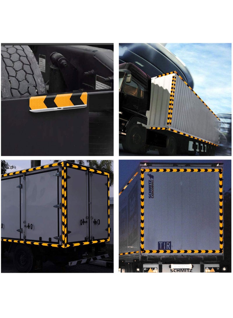 درافل شريط عاكس من دورافيل بنمط شيفرون، مقاوم للماء، عالي الوضوح، شريط لاصق تحذيري من المخاطر للاستخدام الخارجي، مناسب لعلامات الأرضيات، المقطورات، الشاحنات، السيارات، القوارب (أصفر/أسود) - Image 4