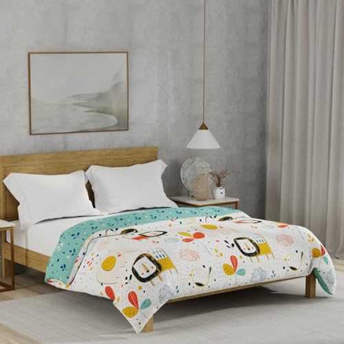 Urban Space 100% Cotton Malmal Double Bed Dohar, All Season Reversible Blanket, Soft, Lightweight and Breathable Ac Dohar/Quilt/Blanket/for Bed, Sofa AC Blanket (86 x 95 inch, Lion King Off White) - Image 1