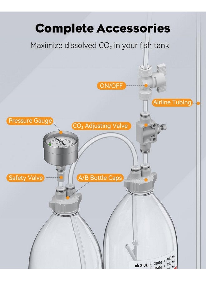باوفلي مجموعة نظام مولد ثاني أكسيد الكربون لأحواض السمك من Pawfly، ثاني أكسيد الكربون لنباتات الأحواض، مولد ثاني أكسيد الكربون للنباتات، مجموعة حوض سمك DIY مع منظم ناشر ثاني أكسيد الكربون ومقياس ضغط وصمام أمان - Image 2
