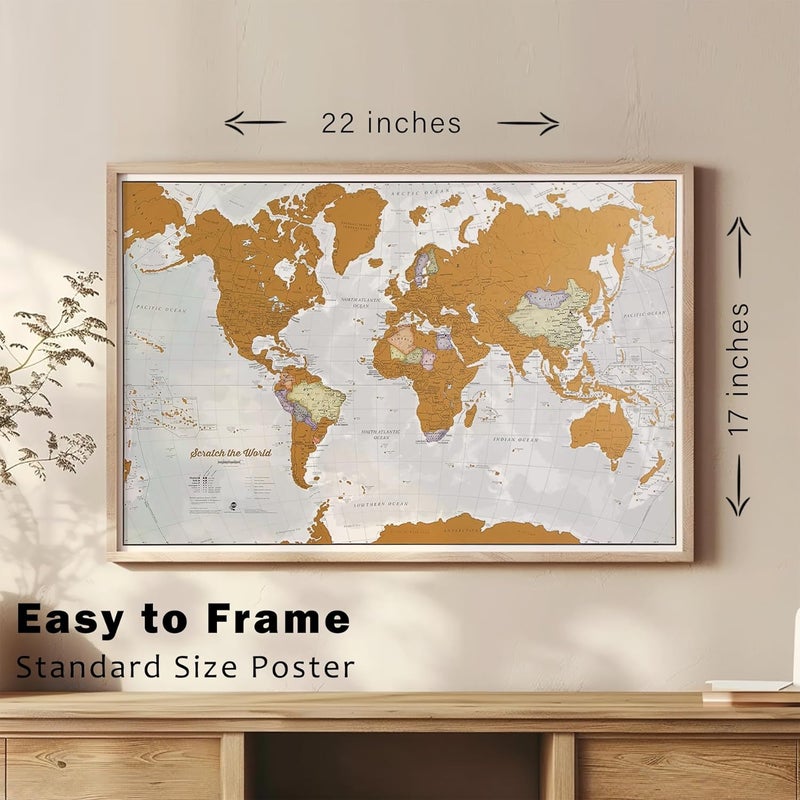 Maps International Scratch Off Map of the World Travel Poster - 17(h) x 22(w) inches - Image 5