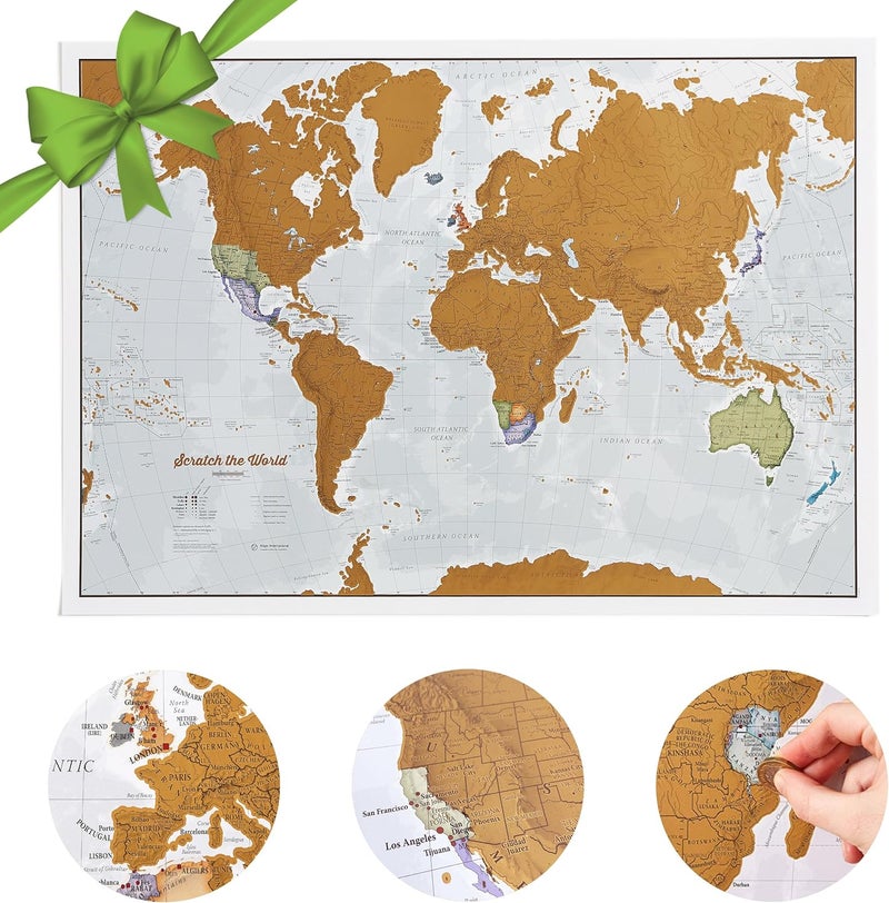 Maps International Scratch Off Map of the World Travel Poster - 17(h) x 22(w) inches - Image 1