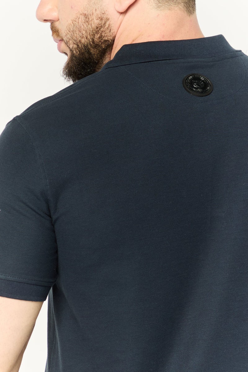 PHILIPP PLEIN Plein Sport Men Sportswear Fit Short Sleeves Outdoor Polo Shirt, Navy - Image 3