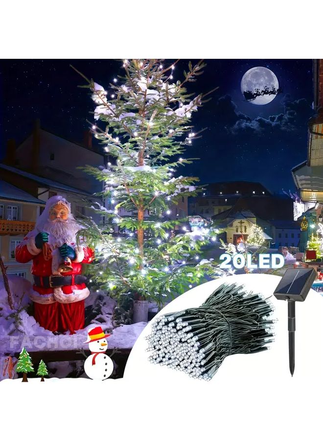 أضواء الشرفة الشمسية البيضاء بخيوط 20 LED و8 أوضاع قابلة للتعتيم لحديقة عيد الميلاد - Image 1