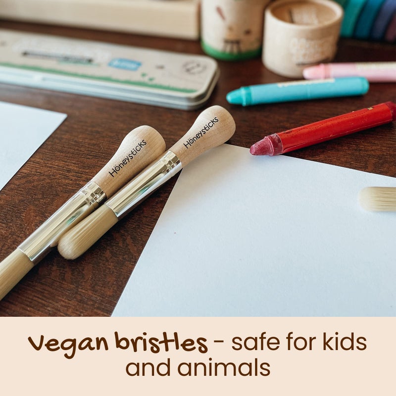 Honeysticks My First Paint Brush Set - 3 Pack: Ideal for Babies and Toddlers. Jumbo Brushes with Chubby Wood Handles for Easy Grip, Vegan. Includes Handy Storage Container - Image 4
