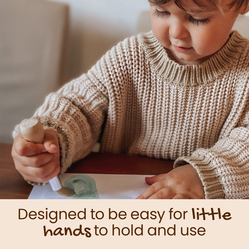 Honeysticks My First Paint Brush Set - 3 Pack: Ideal for Babies and Toddlers. Jumbo Brushes with Chubby Wood Handles for Easy Grip, Vegan. Includes Handy Storage Container - Image 3
