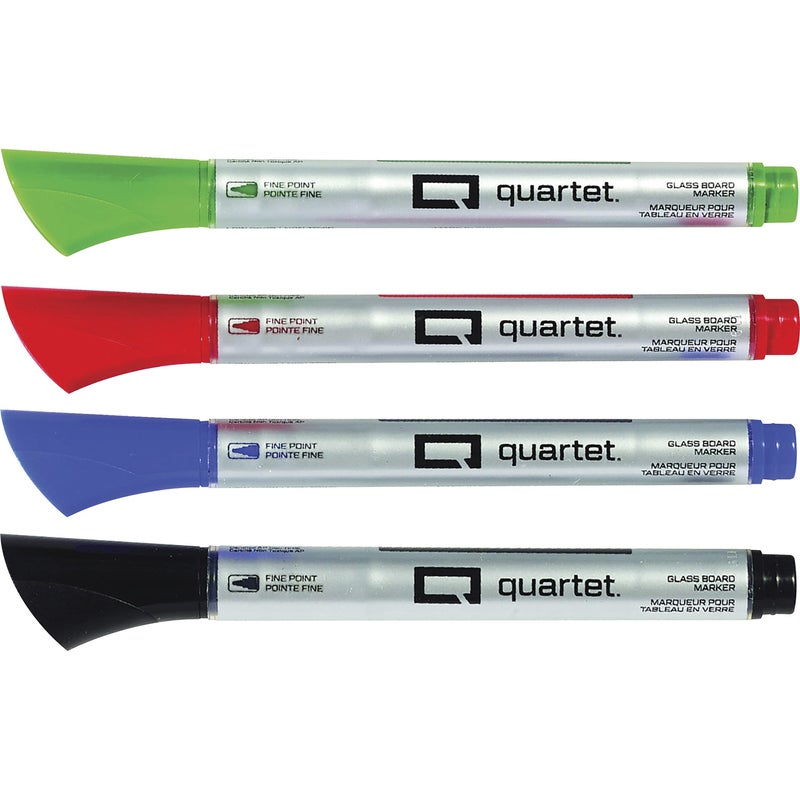 Quartet أقلام ماركر جافة للسبورة الزجاجية من كوارتيه، متميزة، طرف رفيع، ألوان متنوعة، عبوة 4 (79555) - Image 1