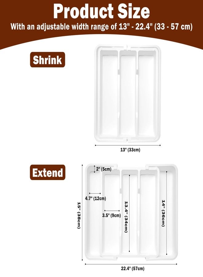 Dolcety Premium Silverware Drawer Organizer & Cutlery Tray - Expandable Utensil Holder for Kitchen Drawers, Flatware Organizer with Adjustable Sections for Spoons, Forks, Knives (White) - Image 2