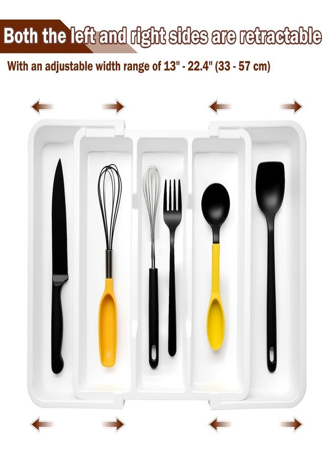 Dolcety Premium Silverware Drawer Organizer & Cutlery Tray - Expandable Utensil Holder for Kitchen Drawers, Flatware Organizer with Adjustable Sections for Spoons, Forks, Knives (White) - Image 3