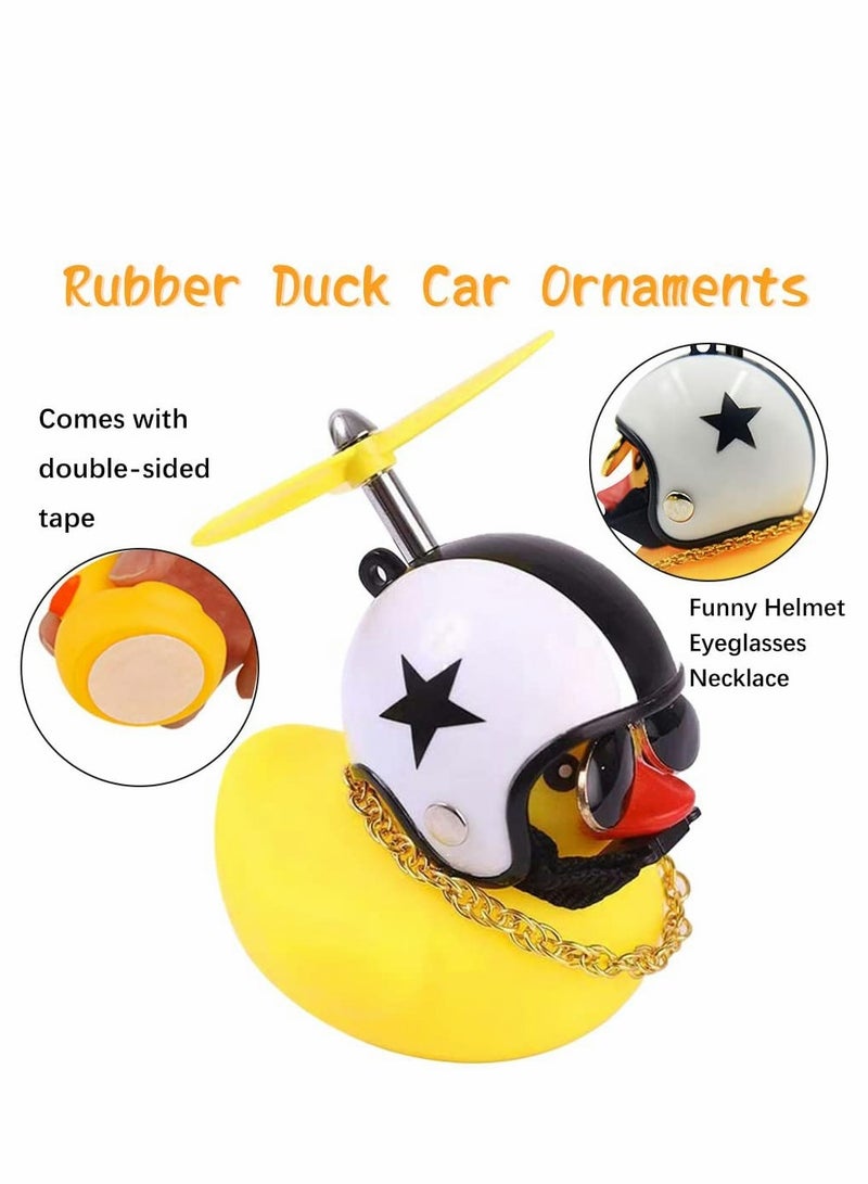 Yellow Rubber Duck Toy Car Dashboard Decoration with Propeller and Glasses - Image 2