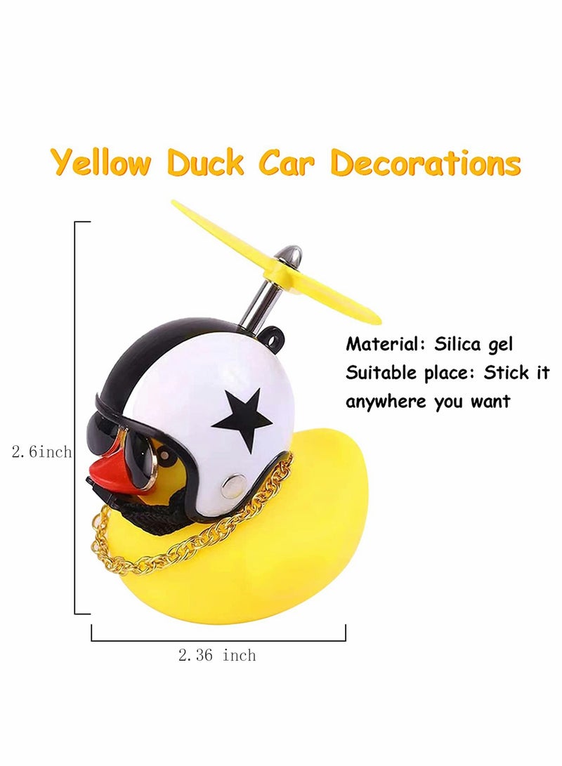 Yellow Rubber Duck Toy Car Dashboard Decoration with Propeller and Glasses - Image 4
