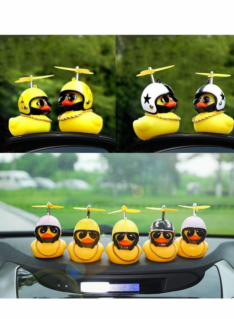 Yellow Rubber Duck Toy Car Dashboard Decoration with Propeller and Glasses - Image 5