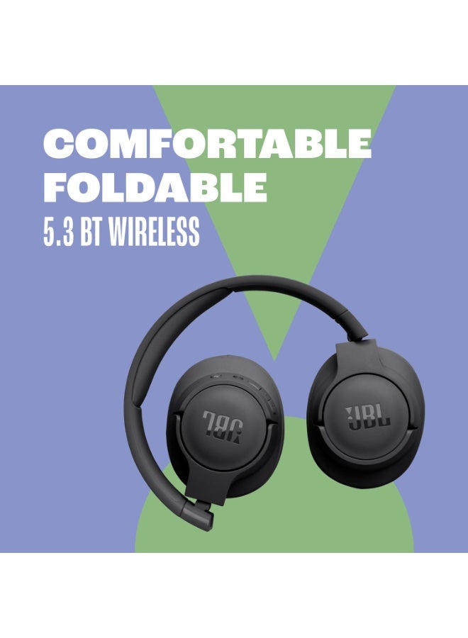 JBL Tune 720Bt Wireless Over Ear Headphones Pure Bass Sound 76H Battery Hands-Free Call Plus Voice Aware Multi Point Connection Lightweight And Foldable Detachable Audio Cable Black - Image 5