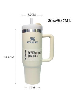Stanley Stanley Tumbler 30oz Quencher Stainless Steel Vacuum Insulated Tumbler with Lid and Straw for Water, Iced Tea or Coffee, Smoothie and More, (Cream)  - Image 2