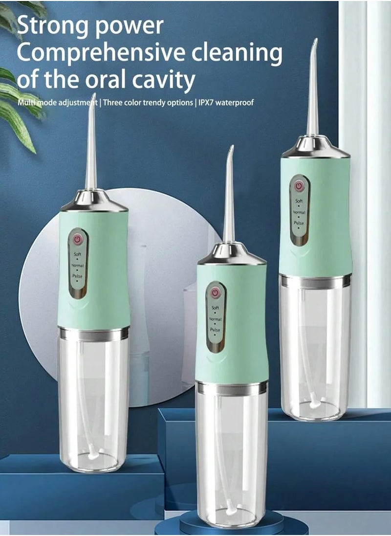Shopit Portable Water Dental Flosser For Teeth Cleaning, Professional Oral Irrigator With 3 Modes Scalable 4 Jet Nozzles,Water Flosser Tooth Brush IPX7 Easy to Clean Green  - Image 4