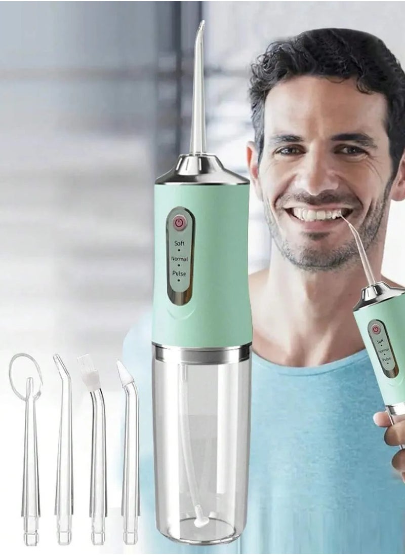 Shopit Portable Water Dental Flosser For Teeth Cleaning, Professional Oral Irrigator With 3 Modes Scalable 4 Jet Nozzles,Water Flosser Tooth Brush IPX7 Easy to Clean Green  - Image 2