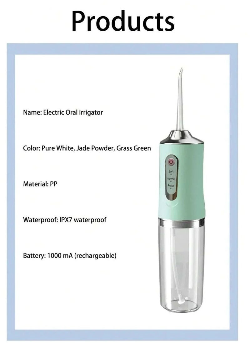 Shopit Portable Water Dental Flosser For Teeth Cleaning, Professional Oral Irrigator With 3 Modes Scalable 4 Jet Nozzles,Water Flosser Tooth Brush IPX7 Easy to Clean Green  - Image 5