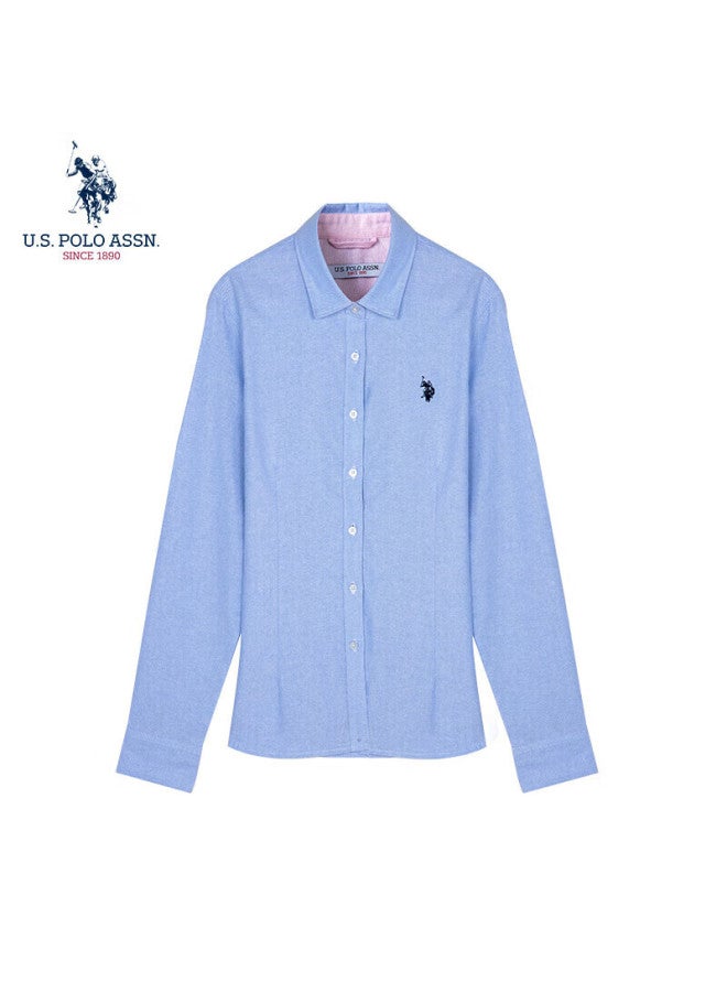 U.S. Polo Assn. Women'S Long-Sleeve Shirt, Solid Color, Anti-Exposure, Business Casual, Pure Cotton Blouse, Spring Commute, Lapel Collar, Women'S Top - Image 5
