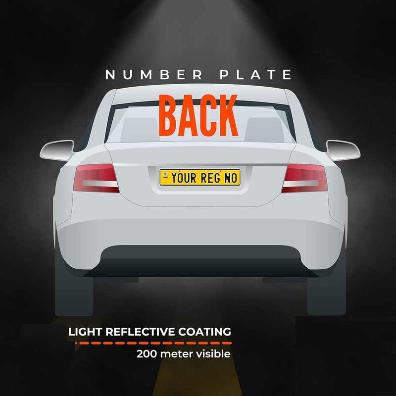 Design and Decor Bike - Aluminium Number Plates Set (2 Pieces) for Three-Wheeler, Customizable with Buyer’s Number, 20x10 cm, Yellow Front & Back (No Serial Number/Bar Code) - Image 3