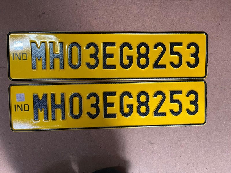 Design and Decor Bike - Aluminium Number Plates Set (2 Pieces) for Three-Wheeler, Customizable with Buyer’s Number, 20x10 cm, Yellow Front & Back (No Serial Number/Bar Code) - Image 1